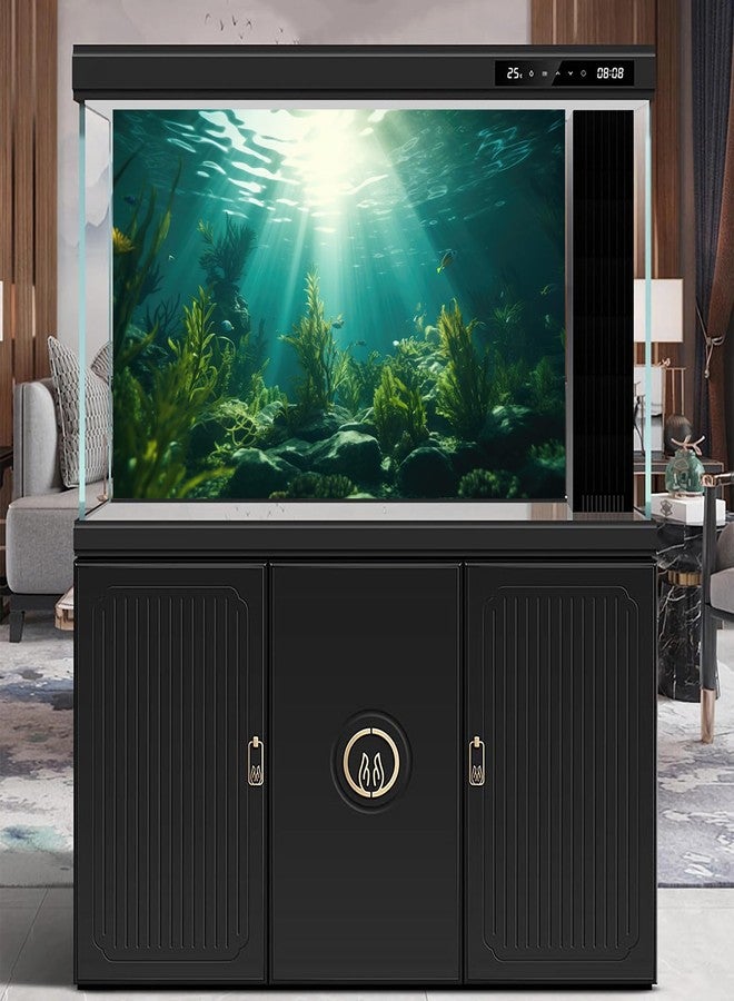 CaterRina Aquarium Background Underwater Aquatic Plants Rocks Fish Tank Background Tropical Fish Sun Rays Landscapes Terrarium Backgrounds Undersea Rocks Green Seaweeds Reptile Tank Backgrounds Poster 30x12in - Image 3